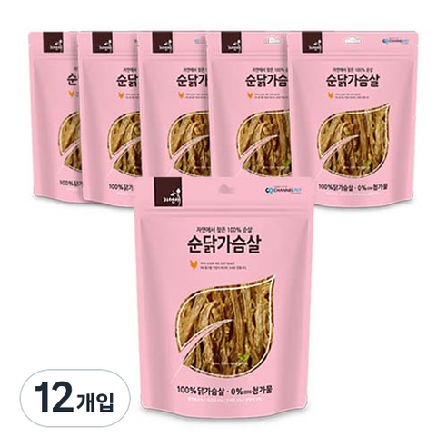 자연애 강아지간식 져키 50g, 순닭가슴살, 12개입