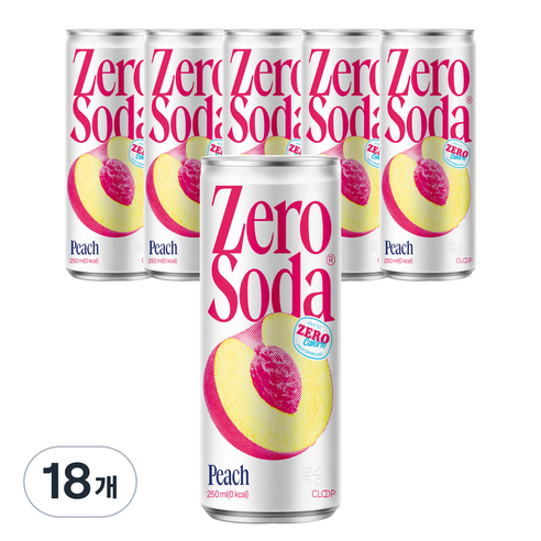 클룹 제로소다 복숭아, 250ml, 18개