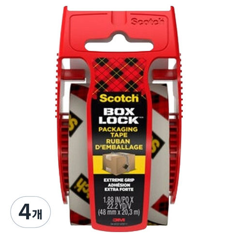 스카치 박스락 포장용 테이프 195 48mm x 20m, 투명, 4개