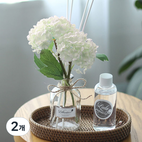 벚꽃수국 플라워 디퓨저 병 + 용액 100ml + 화이트수국 + 스틱 4p + 선물박스 세트, 9. 화이트도손, 2개