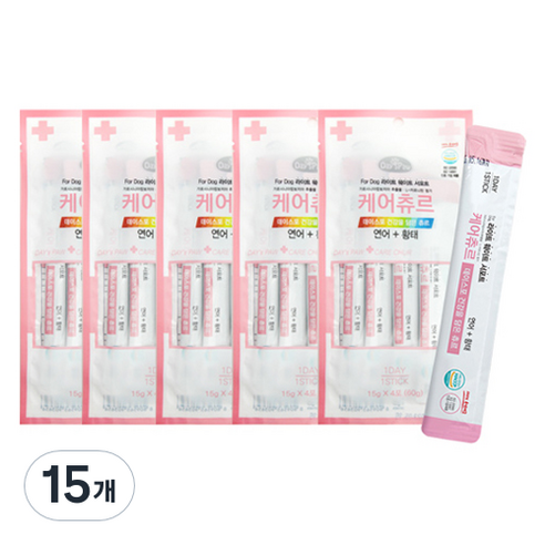 데이스포 강아지 케어츄르 짜먹는 간식 4p, 혼합맛(연어/황태), 60g, 15개