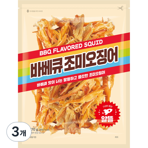 더먹다 바베큐 조미오징어, 3개, 270g