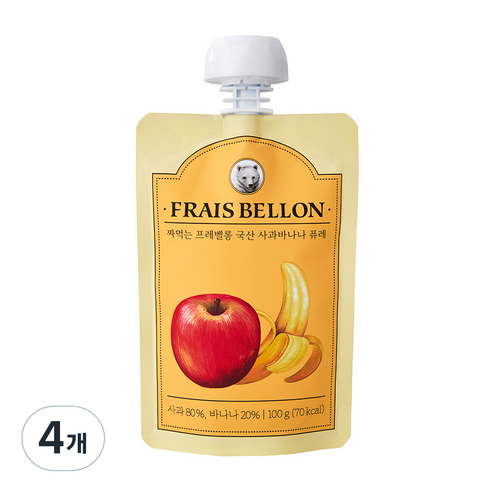 프레벨롱 짜먹는 과일 퓨레, 혼합맛(사과/바나나), 100g, 4개