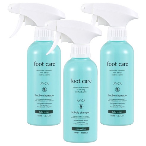 아브카 풋 케어 버블 샴푸 베이비 코튼향, 1개입, 3개, 300ml