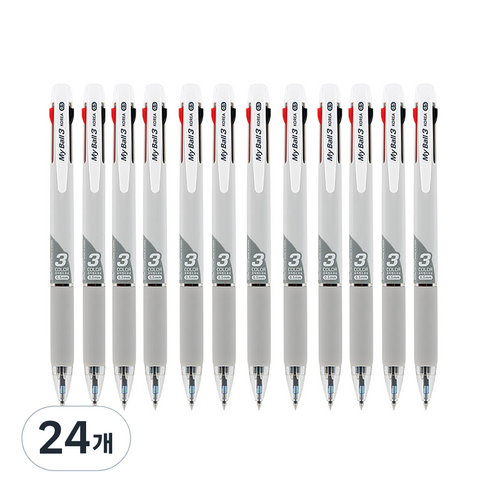 마이펜 마이볼 3색볼펜 0.5mm, 그레이, 24개
