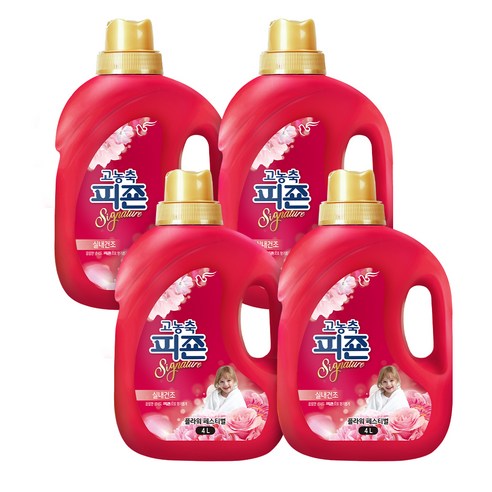 피죤 고농축 시그니처 섬유유연제 플라워페스티벌 본품, 4L, 4개