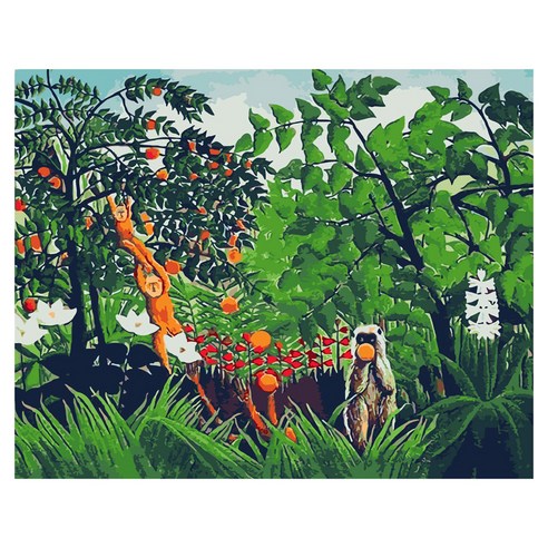 모모픽스페인팅 DIY 명화그리기 세트 60 x 75 cm, WG04 앙리 루소 오렌지 숲의 원숭이들, 1세트