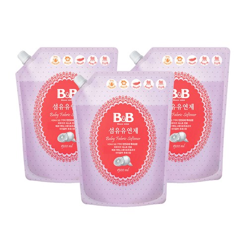 비앤비 섬유유연제 베르가못 리필, 1500ml, 3개입