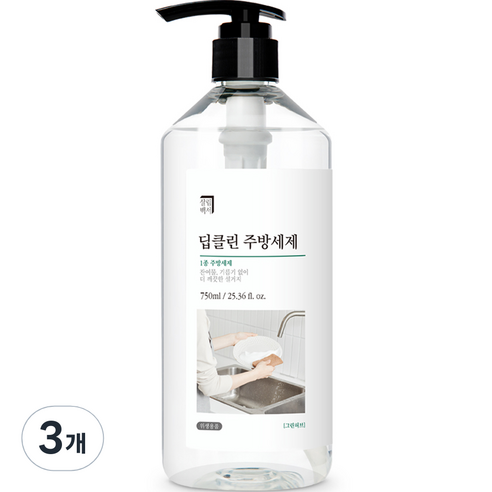 살림백서 딥클린 주방세제 그린허브향, 3개, 750ml