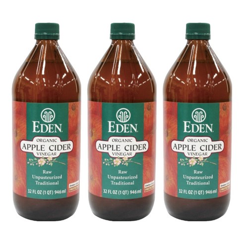 에덴 유기농 생 사과식초, 946ml, 3개