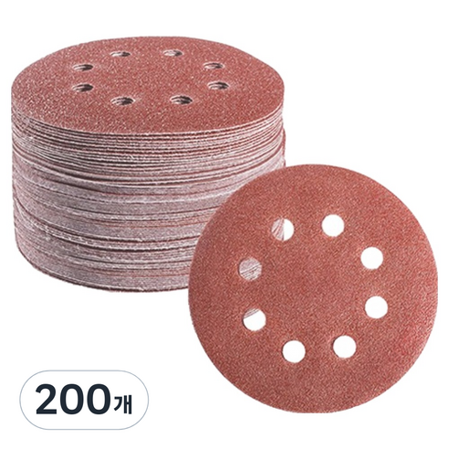 OON 원형 사포 샌딩 페이퍼 8홀 800방 125mm, 200개