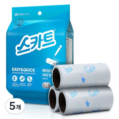 유한킴벌리 스카트 테이프클리너 이지앤퀵 리필 3입, 5개