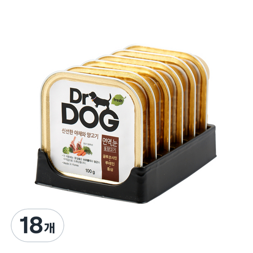 닥터독 눈 면역 강아지 간식 캔 100g, 양고기, 18개