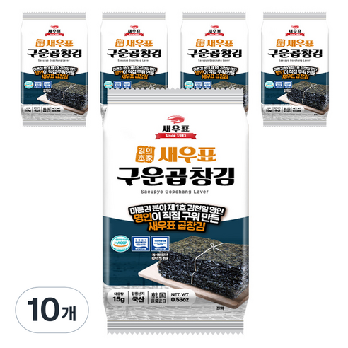 새우표 완도 곱창 도시락김, 15g, 10개