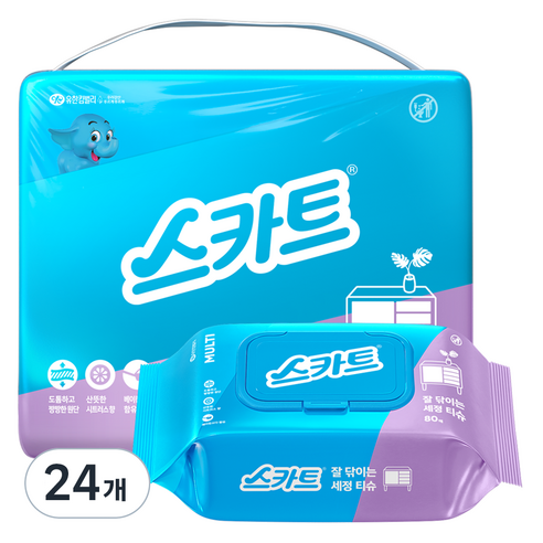 스카트 잘 닦이는 세정티슈, 24개