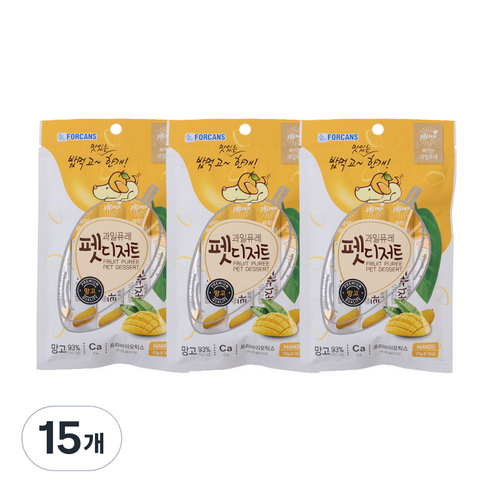 포켄스 강아지 과일퓨레 펫디저트 15g x 7p, 망고, 105g, 15개