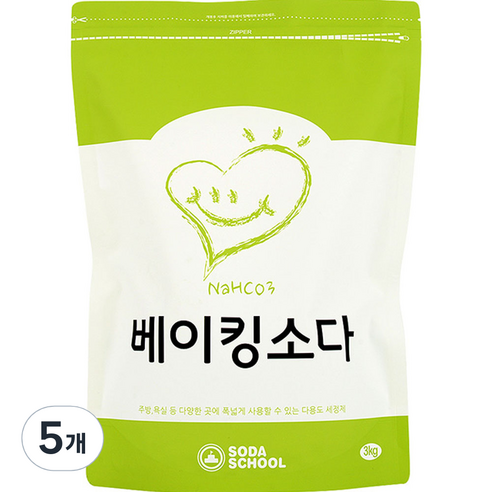 소다스쿨 베이킹소다 대용량, 3kg, 5개