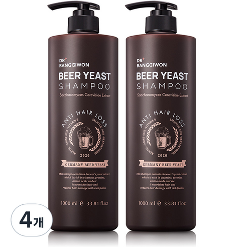 닥터방기원 맥주 효모 탈모증상 완화 샴푸, 1000ml, 4개