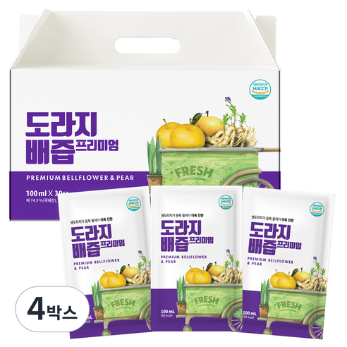 물없이 국내산 통째로 만든 도라지배즙 프리미엄, 3L, 4박스