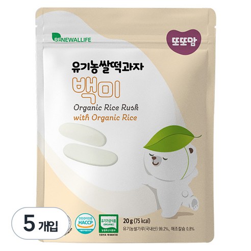 또또맘 유기농 쌀떡과자 20g, 백미, 5개