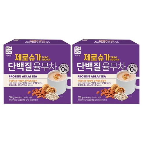 녹차원 제로슈가 단백질 율무차, 2개, 20개입, 18g
