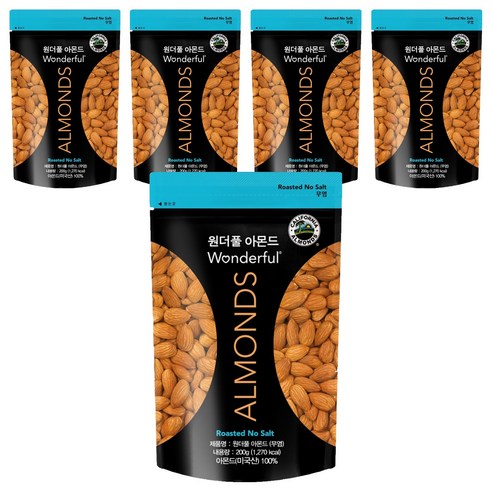 파라마운트팜스 원더풀 아몬드, 200g, 5개