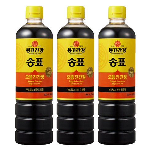 몽고간장 송표 으뜸진간장, 900ml, 3개