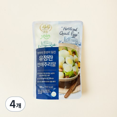조인 유정란 깐메추리알, 500g, 4개