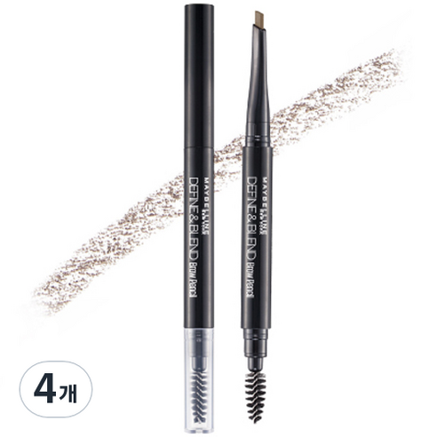 메이블린 디파인 앤 블렌드 브로우 펜슬 0.16g, 내추럴 브라운, 4개