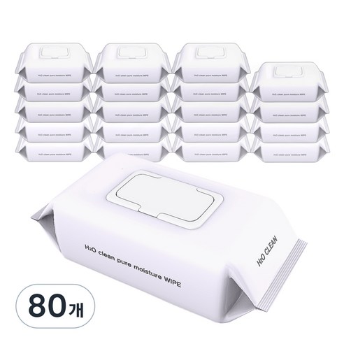 H2O클린 초순수 엠보싱 물티슈 캡형, 50g, 100매, 80개