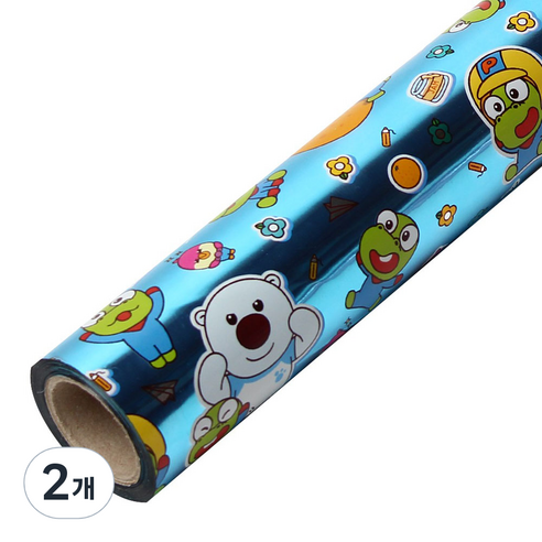 위드 뽀로로 증착롤 포장지 소 26.5cm x 12m, 블루, 2개
