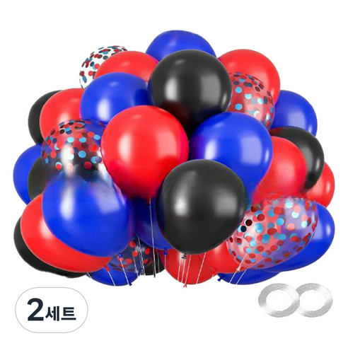 만들하비 컨페티 풍선 30p 세트, 메탈 블루레드(랜덤발송), 2세트