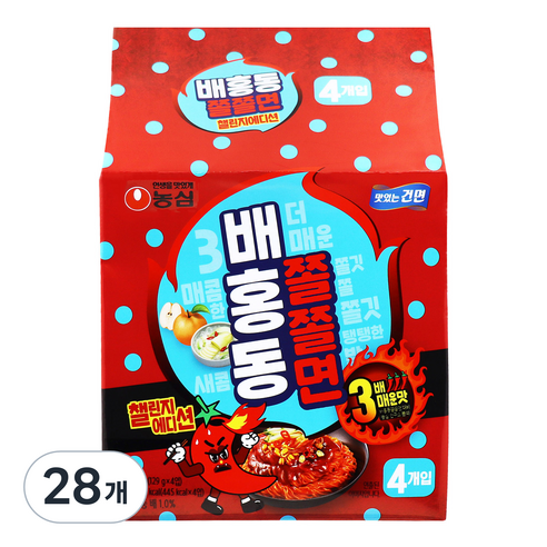 배홍동 쫄쫄면 챌린지에디션 129g, 28개