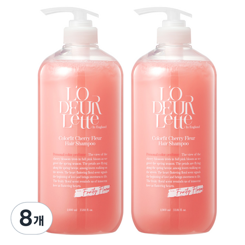 로더렛 컬러 핏 헤어 비오틴 약산성 퍼퓸 샴푸 프루티 플로럴향, 1000ml, 8개