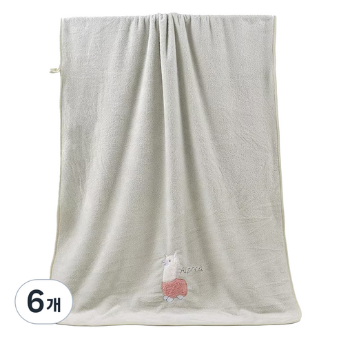 원이네 귀여운 양 디자인 바스타월 70 x 140 cm, 그린, 6개