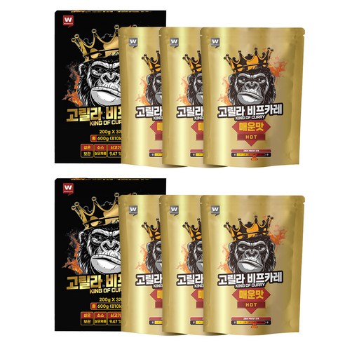 외갓집 고릴라 비프카레 매운맛 3p, 600g, 2개
