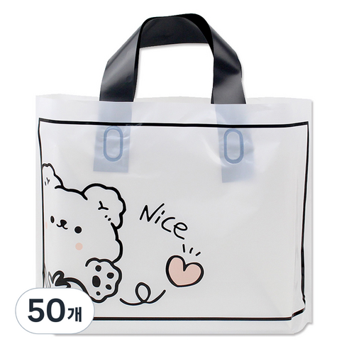 아이엔피 LDPE 손잡이 비닐백 대 40 x 30 cm, 05 나이스베어, 50개
