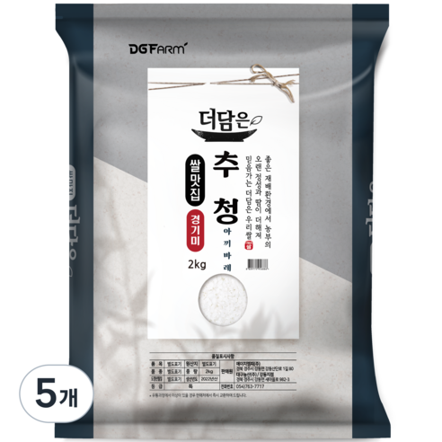 대구농산 경기미 추청 아끼바레 쌀, 2kg(특등급), 5개