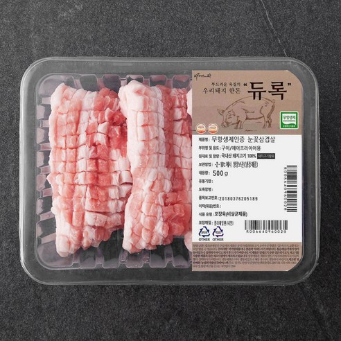 파머스팩 한돈 듀록 무항생제 칼집 삼겹살 에어프라이어용 (냉장), 500g, 1개