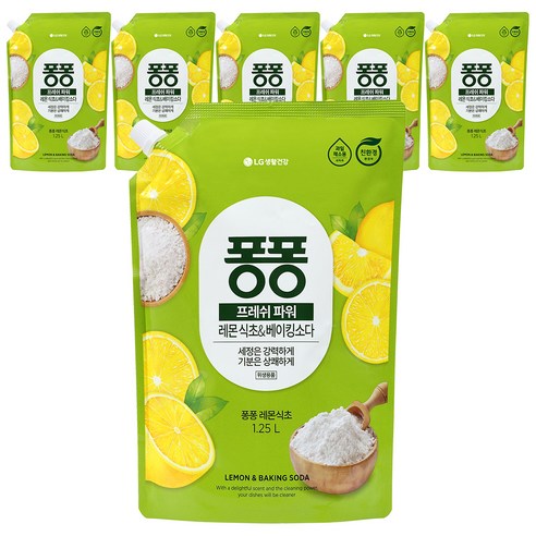 퐁퐁 프레시파워 레몬 식초 앤 베이킹소다, 6개, 1.25L