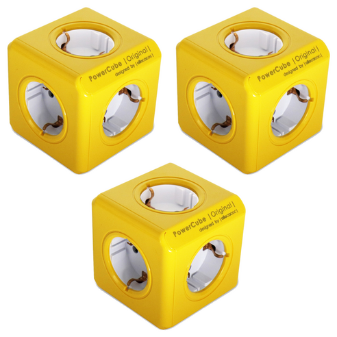 파워큐브 오리지널컬러 멀티탭 5구, 7.5cm, 3개, 옐로우