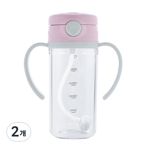 아가프라 트라이탄 추빨대컵 300ml, 핑크, 2개