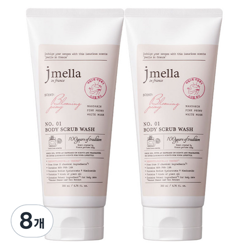 제이멜라 인 프랑스 블루밍 피오니 바디 스크럽 워시, 200ml, 8개