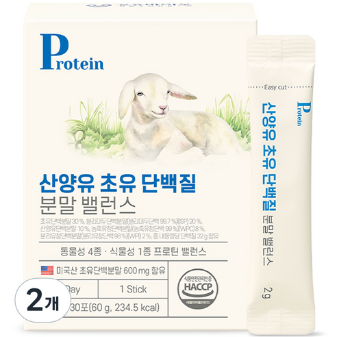 온유바이오 산양유 초유 단백질 분말 밸런스 30p, 60g, 2개