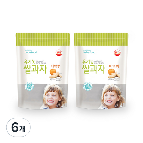 베베푸드 유기농 쌀과자 떡뻥 20g, 배, 6개