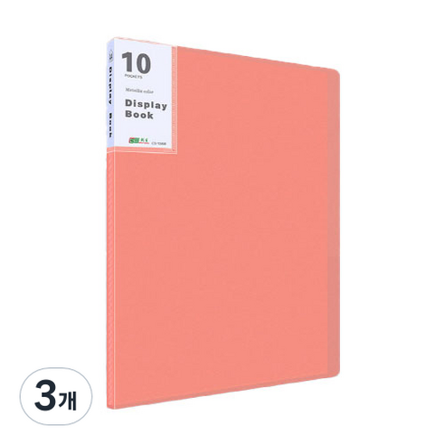 깔끔데스크 A4 클리어파일 10p, 레드, 3개