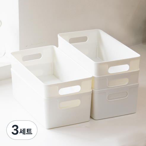 아임홈리빙 ZINI 심플 바스켓 바디세트, 화이트, 1호(160 x 300 x 100 mm), 3세트