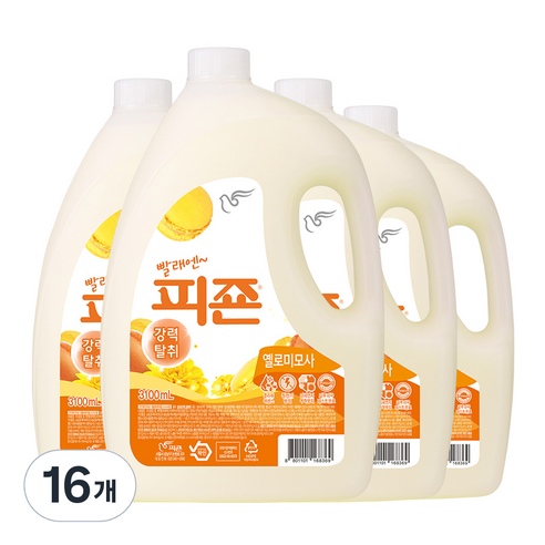 피죤 레귤러 섬유유연제 옐로미모사 본품, 3100ml, 16개