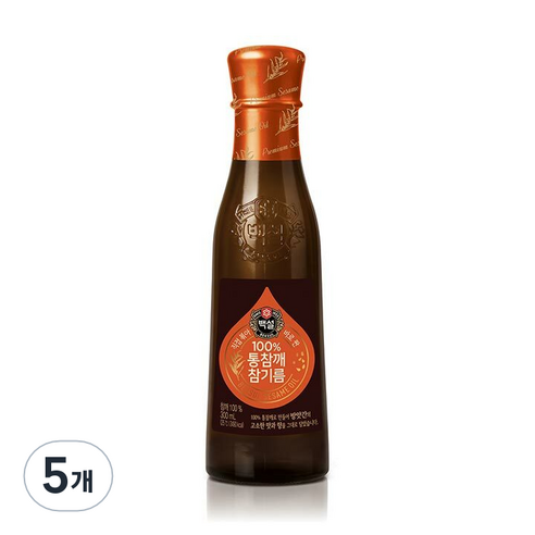 백설 100프로 통참깨 참기름, 300ml, 5개