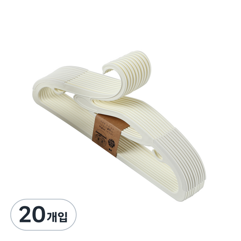 오브제누보 공간절약형 논슬립 스완옷걸이, 아이보리, 20개